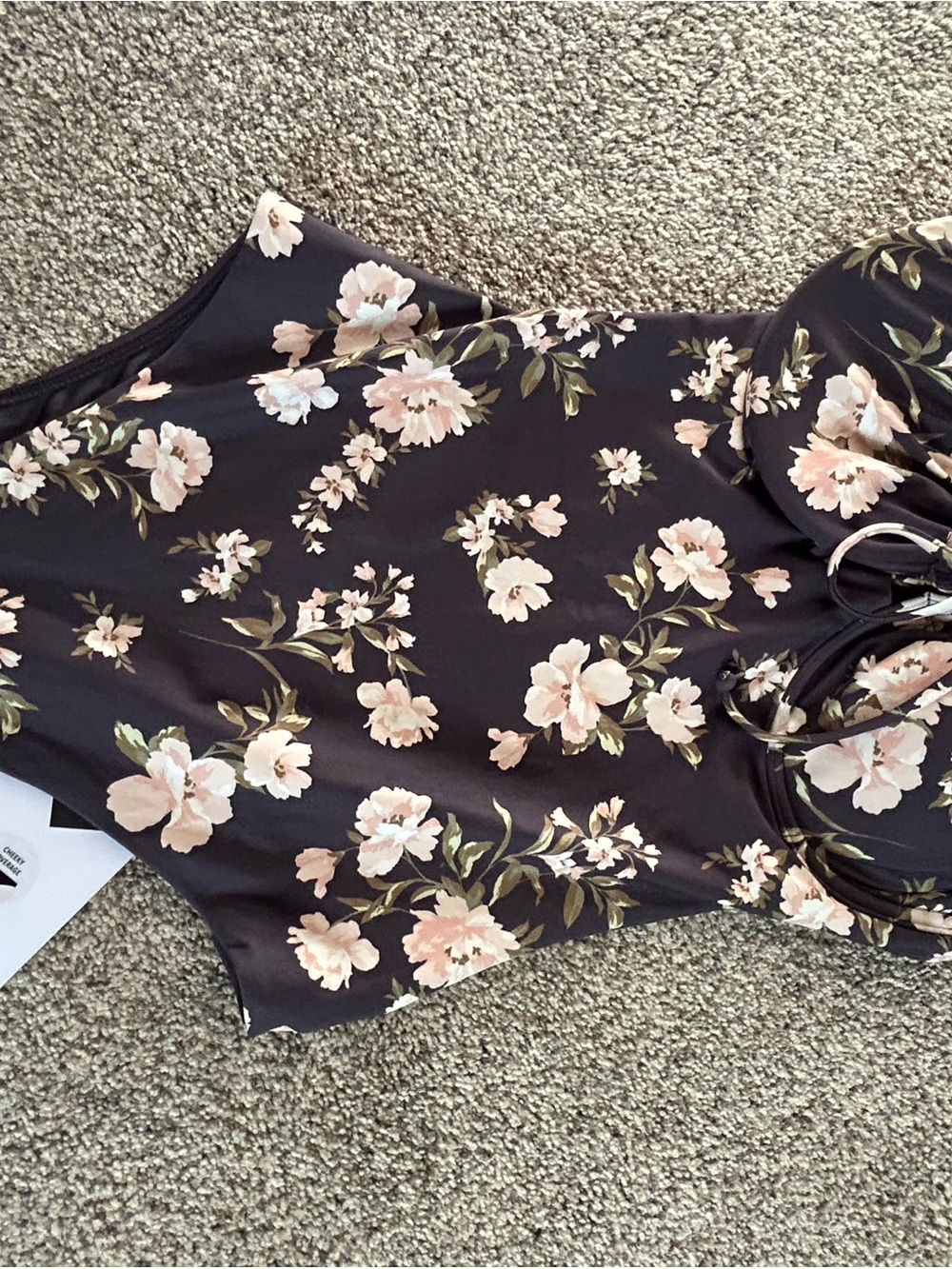 O'Neill Black One-Piece Swimsuit with Pink Floral Print